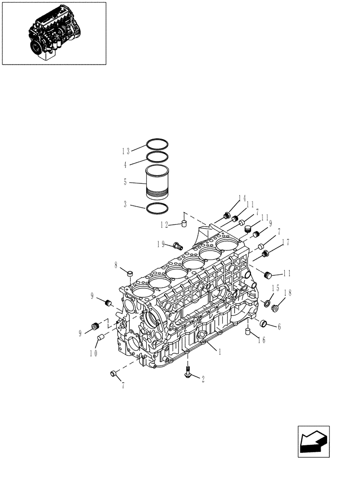Схема запчастей Case IH STEIGER 385 - (02-26) - CYLINDER BLOCK & RELATED PARTS, STEIGER 385 / 435 & 485 (02) - ENGINE