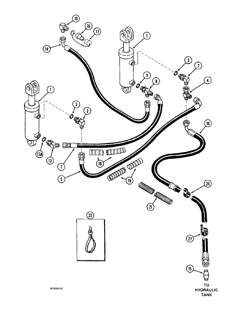 Схема запчастей Case IH 9330 - (8-022) - THREE POINT HITCH HYDRAULICS, MANUAL CONTROLLED HITCH SYSTEM (IF EQUIPPED) (08) - HYDRAULICS