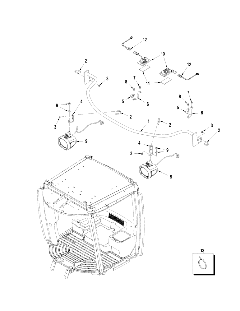 Схема запчастей Case IH STEIGER 435 - (04-32) - LAMPS - CAB MOUNTED H.I.D. (04) - ELECTRICAL SYSTEMS