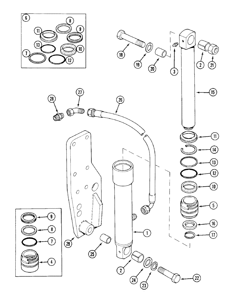 Схема запчастей Case IH 1394 - (8-364) - LONG SUPPORT CYLINDER - LINKAGE (08) - HYDRAULICS