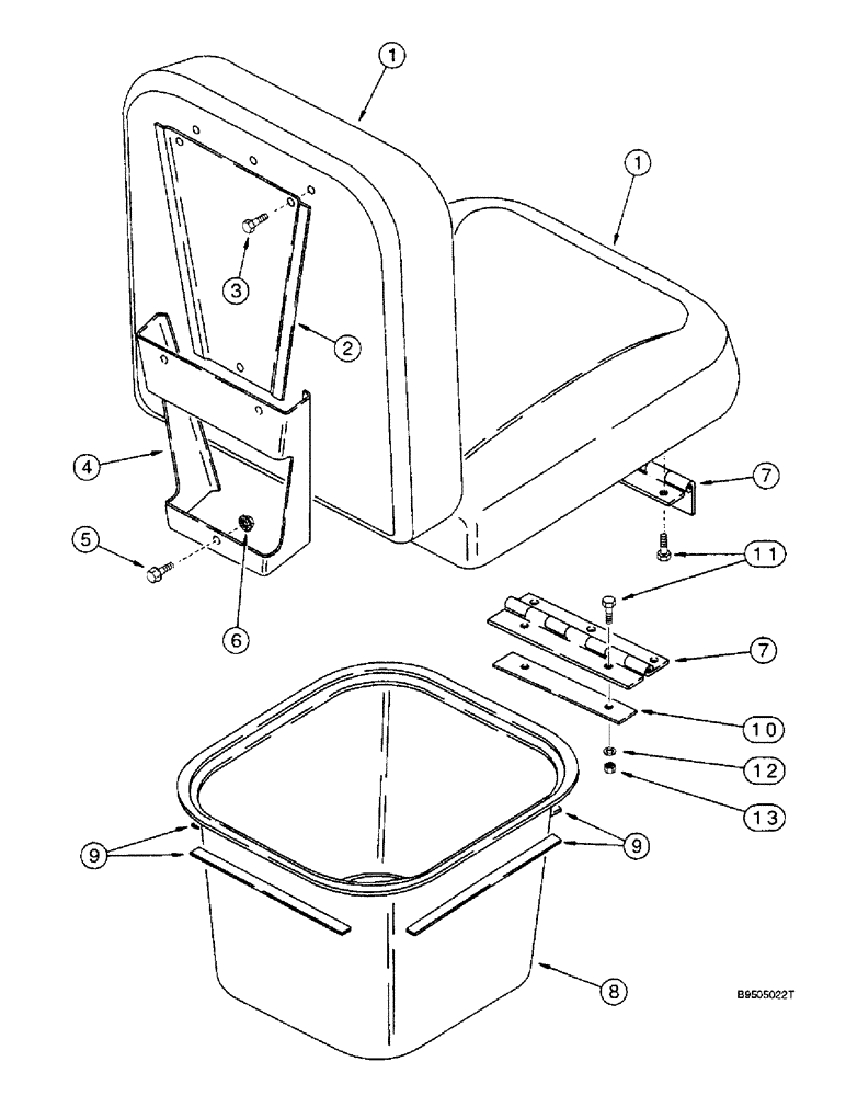 Схема запчастей Case IH 2144 - (9G-18) - BUDDY SEAT AND STORAGE TRAY (10) - CAB & AIR CONDITIONING