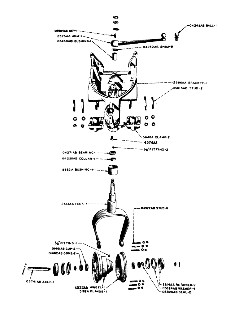 Схема запчастей Case IH SC-SERIES - (082) - SINGLE FRONT WHEEL, FOR SC TRACTOR (06) - POWER TRAIN