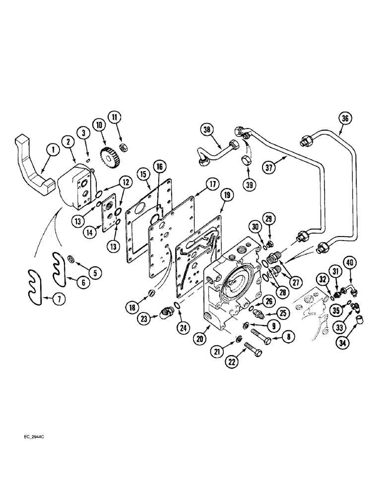 Схема запчастей Case IH 3230 - (8-008) - HYDRAULIC POWER SUPPLY, MULTIPLE CONTROL VALVE AND TUBES (08) - HYDRAULICS
