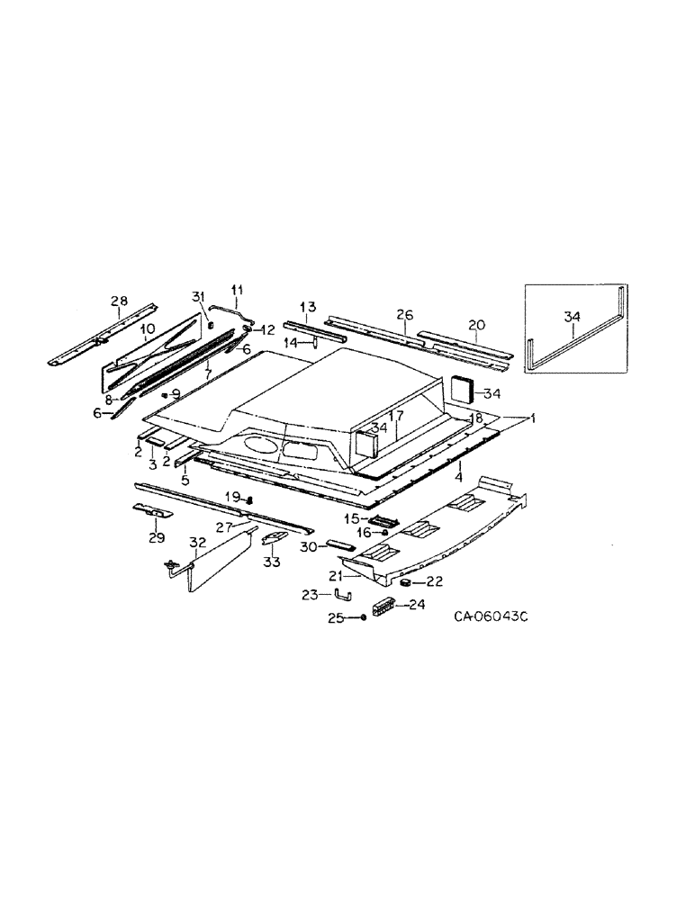 Схема запчастей Case IH 886 - (13-26) - SUPERSTRUCTURE, HEADLINER, CABS WITH SERIAL NO. 30086 AND ABOVE (05) - SUPERSTRUCTURE