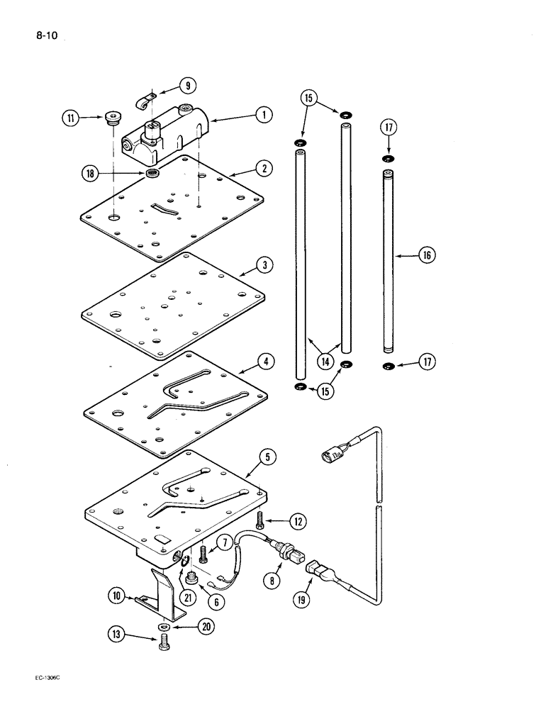 Схема запчастей Case IH 495 - (8-010) - REGULATOR VALVE MOUNTING PLATE, TWO SPEED POWER SHIFT (08) - HYDRAULICS