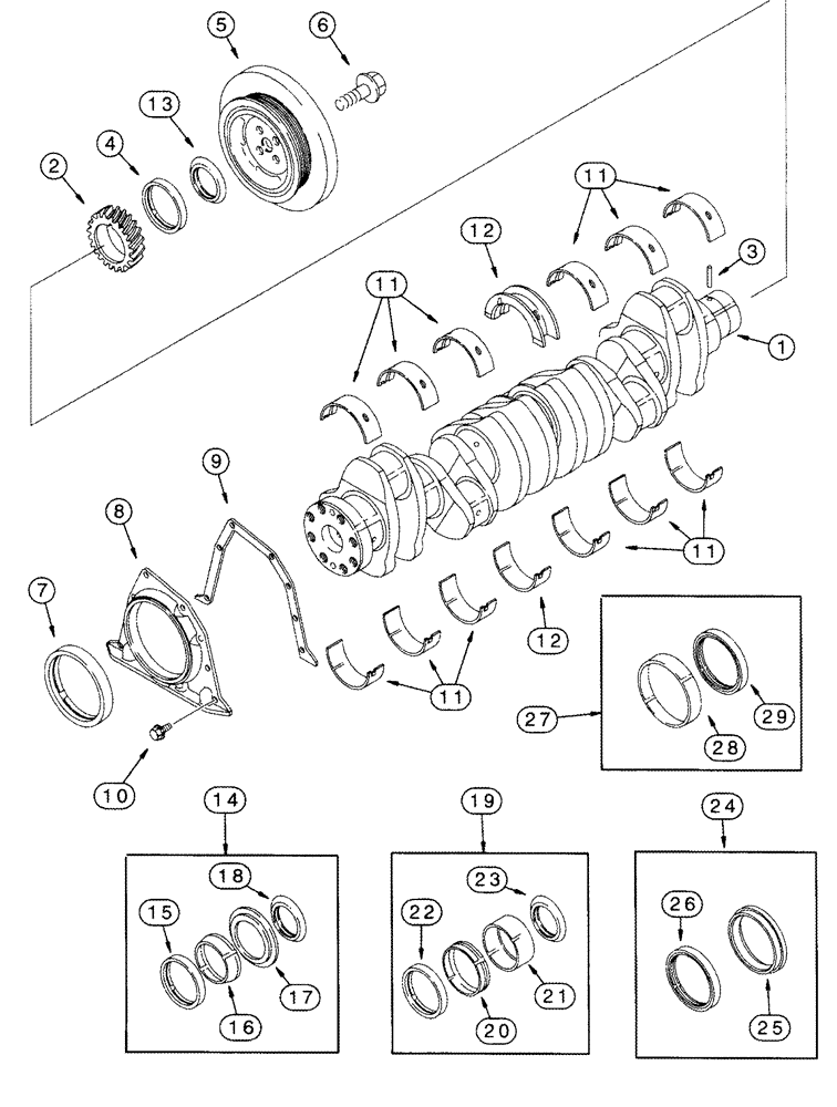 Схема запчастей Case IH 2555 - (02-21) - CRANKSHAFT (01) - ENGINE