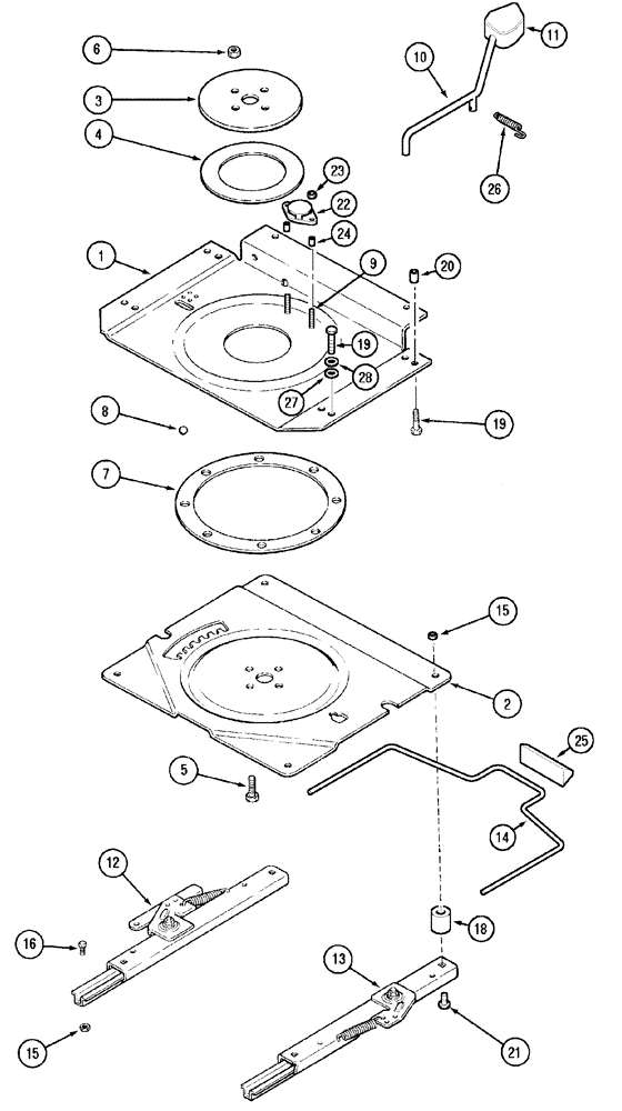 Схема запчастей Case IH MX120 - (09-54) - SWIVEL SEAT SEARS (09) - CHASSIS/ATTACHMENTS