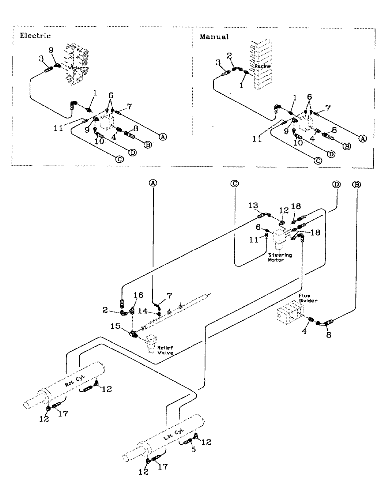 Схема запчастей Case IH 7700 - (B06-34) - HYDRAULIC CIRCUIT, STEERING 7000 Hydraulic Components & Circuits