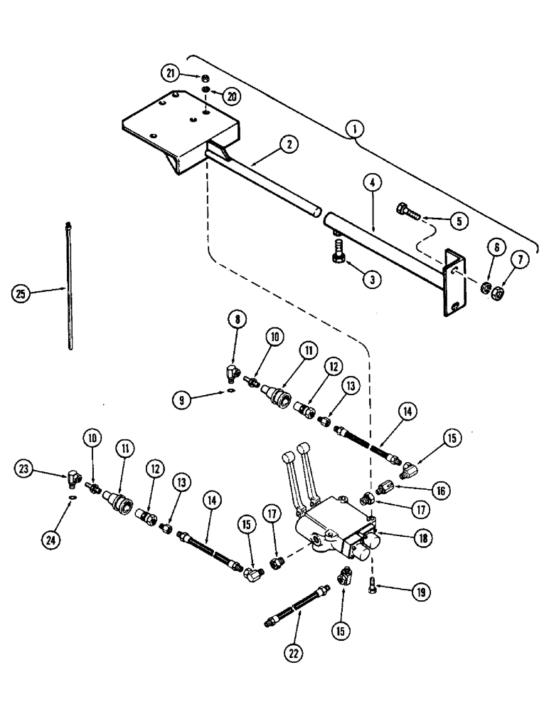 Схема запчастей Case IH 65 - (22) - TWO SPOOL CONTROL VALVE AND HOSES, USED 1978 AND BEFORE (35) - HYDRAULIC SYSTEMS