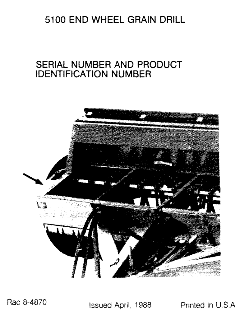 Схема запчастей Case IH 5100 - (001-3) - SERIAL NUMBER AND PRODUCT IDENTIFICATION NUMBER 