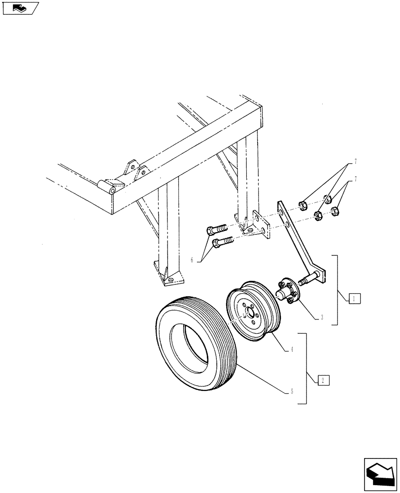 Схема запчастей Case IH TURBO-TIGER - (44.100.01) - STABILIZER WHEEL ASSEMBLY (7 SHANK MACHINES ONLY) (44) - WHEELS