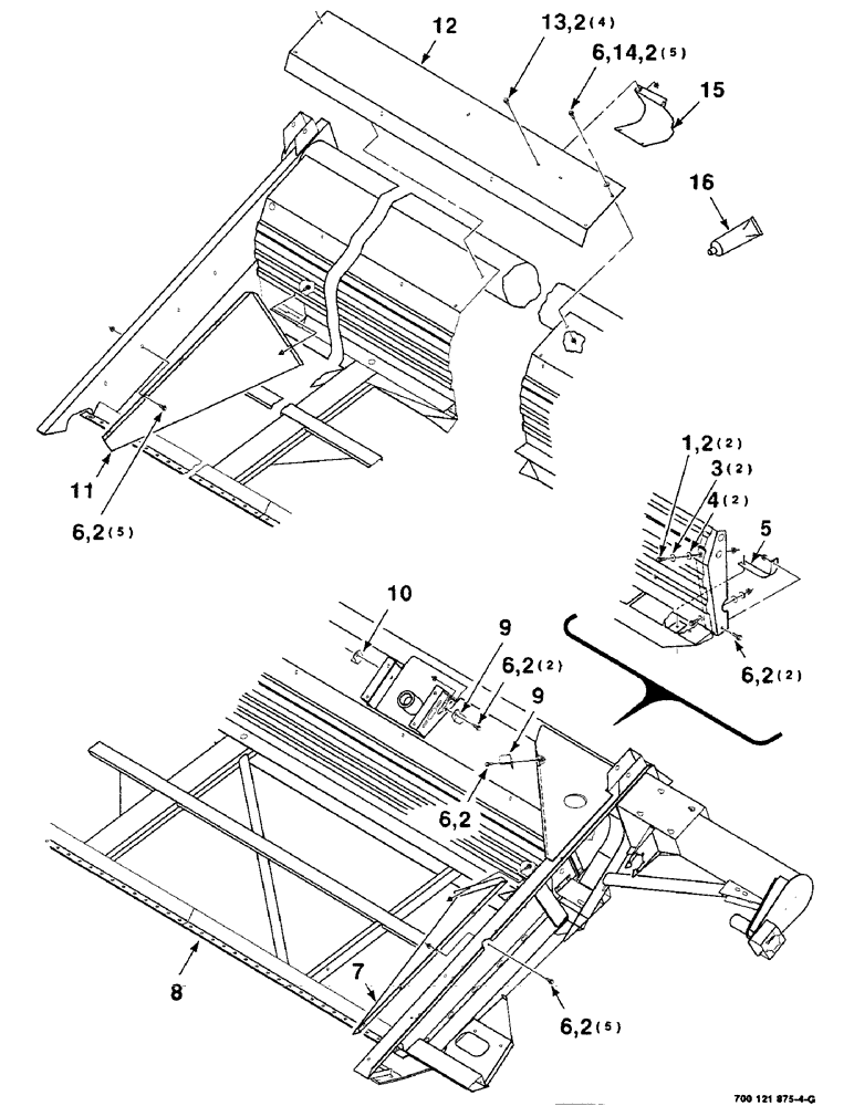 Схема запчастей Case IH 8220 - (7-16) - HEADER SHIELDS AND FRAME ASSEMBLY, 21 FOOT ONLY (58) - ATTACHMENTS/HEADERS
