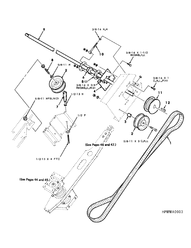 Схема запчастей Case IH 8830 - (40) - SICKLE DRIVE, LEFT (58) - ATTACHMENTS/HEADERS