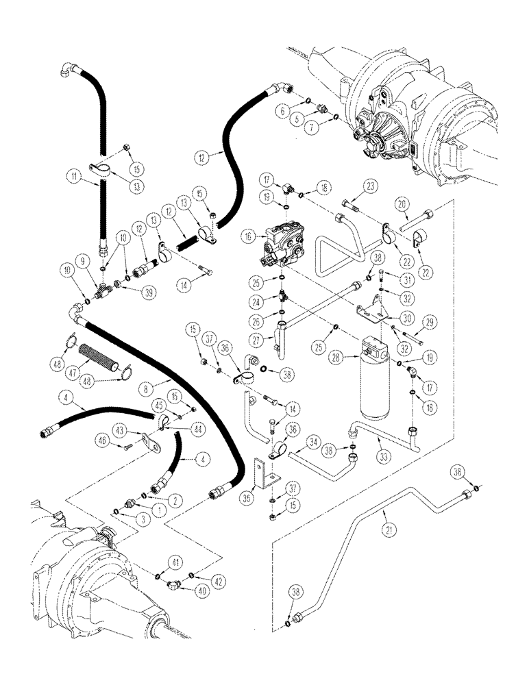 Схема запчастей Case IH STX375 - (08-14) - AXLE HYDRAULICS LUBRICATION AND COOLING CIRCUIT STX 375 Heavy Duty, STX 440 (08) - HYDRAULICS