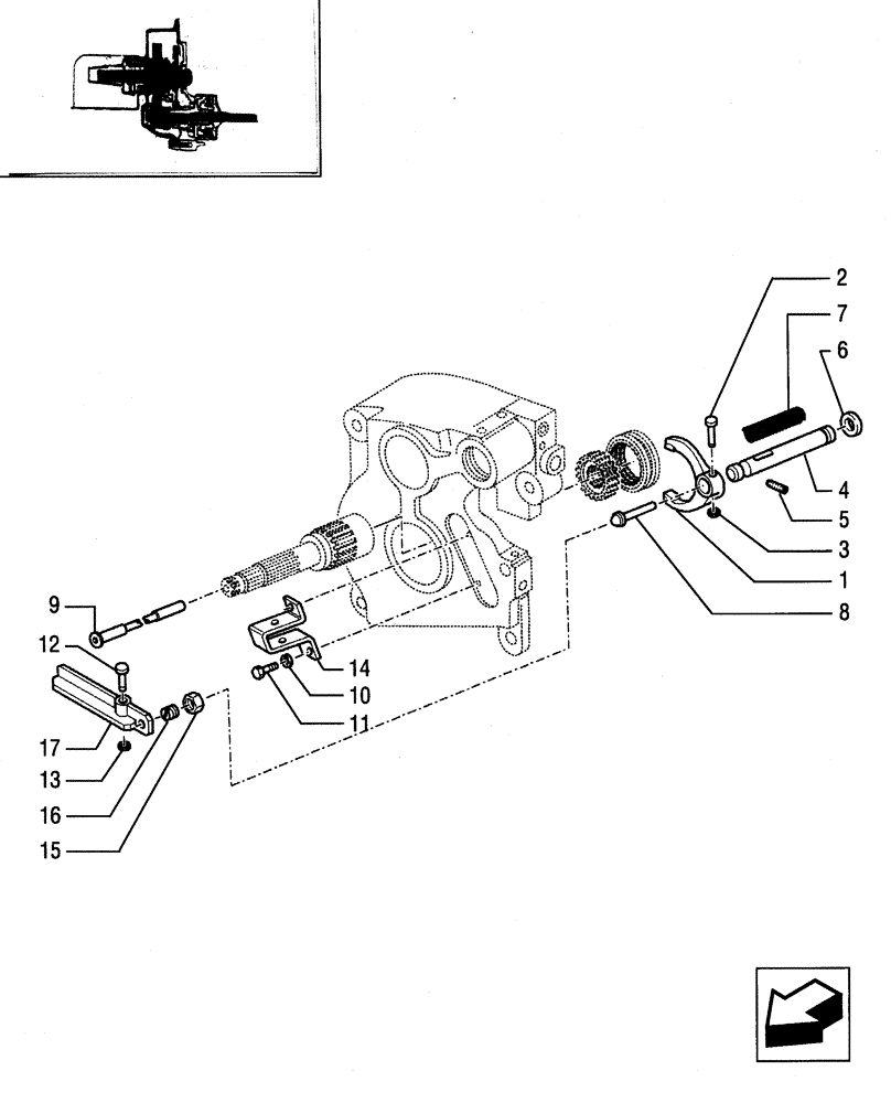 Схема запчастей Case IH JX95 - (1.80.1/03[03]) - VAR - 959 - 540-1000 RPM POWER TAKE OFF - SHAFT AND FORK (07) - HYDRAULIC SYSTEM