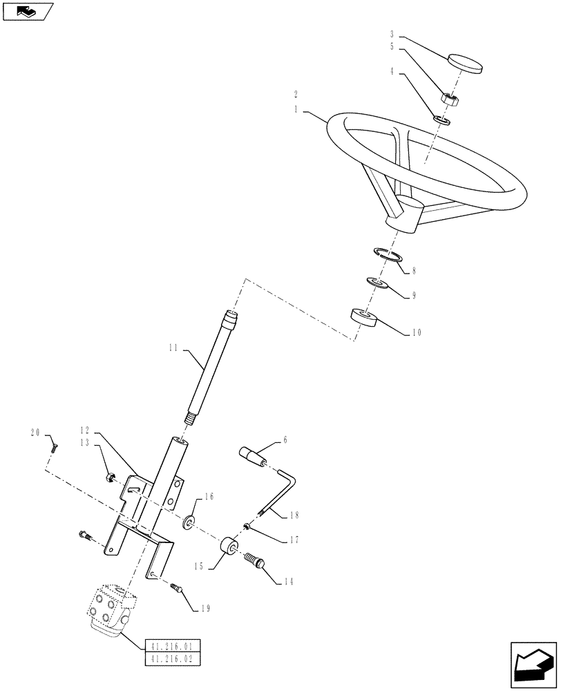 Схема запчастей Case IH FARMALL 50B - (41.204.01) - STEERING WHEEL & COLUMN (41) - STEERING