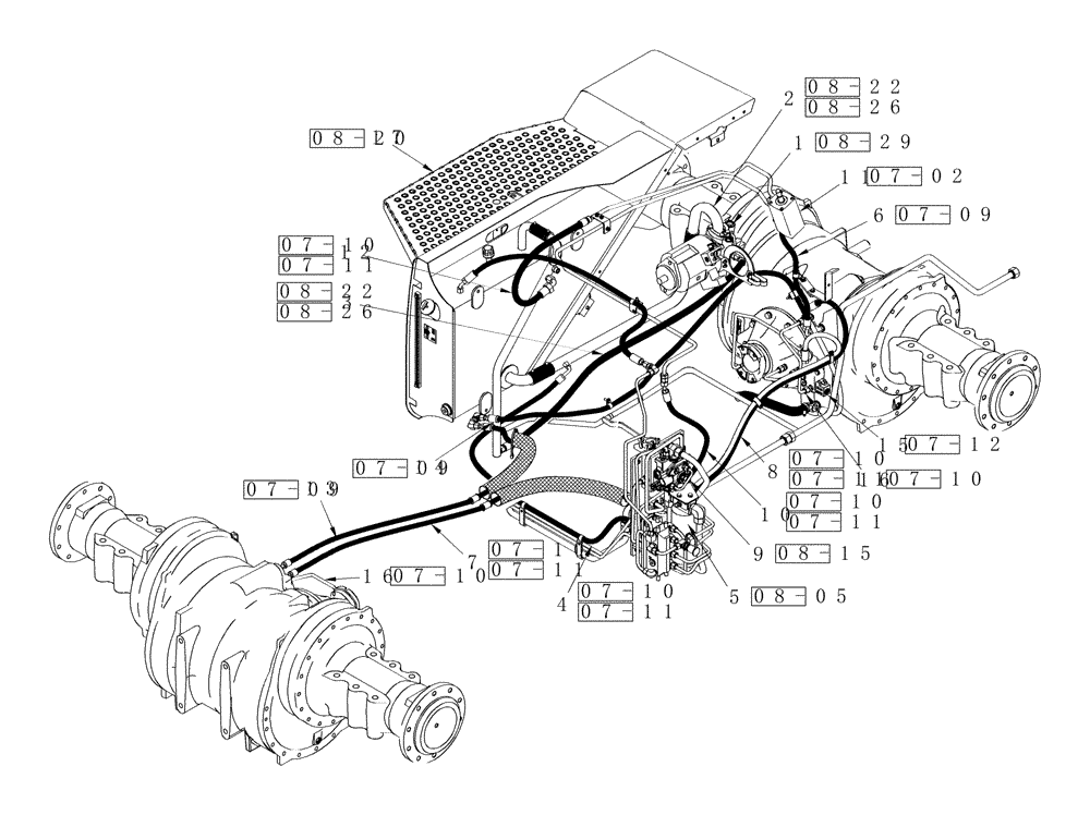 Схема запчастей Case IH STEIGER 435 - (01A-15) - HYDRAULICS - CHARGE PUMP AND BRAKE CIRCUIT, 500 SERIES AXLE, QUADTRAC TRACTOR (00) - PICTORIAL INDEX