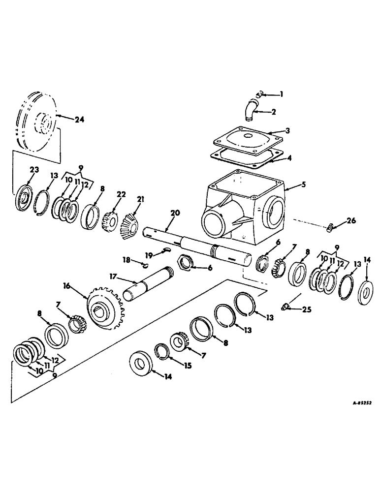 Схема запчастей Case IH 95 - (18-14) - HARVESTING UNIT, BRUSH ROLL UNIT, GEAR BOX ASSEMBLY Harvesting Unit
