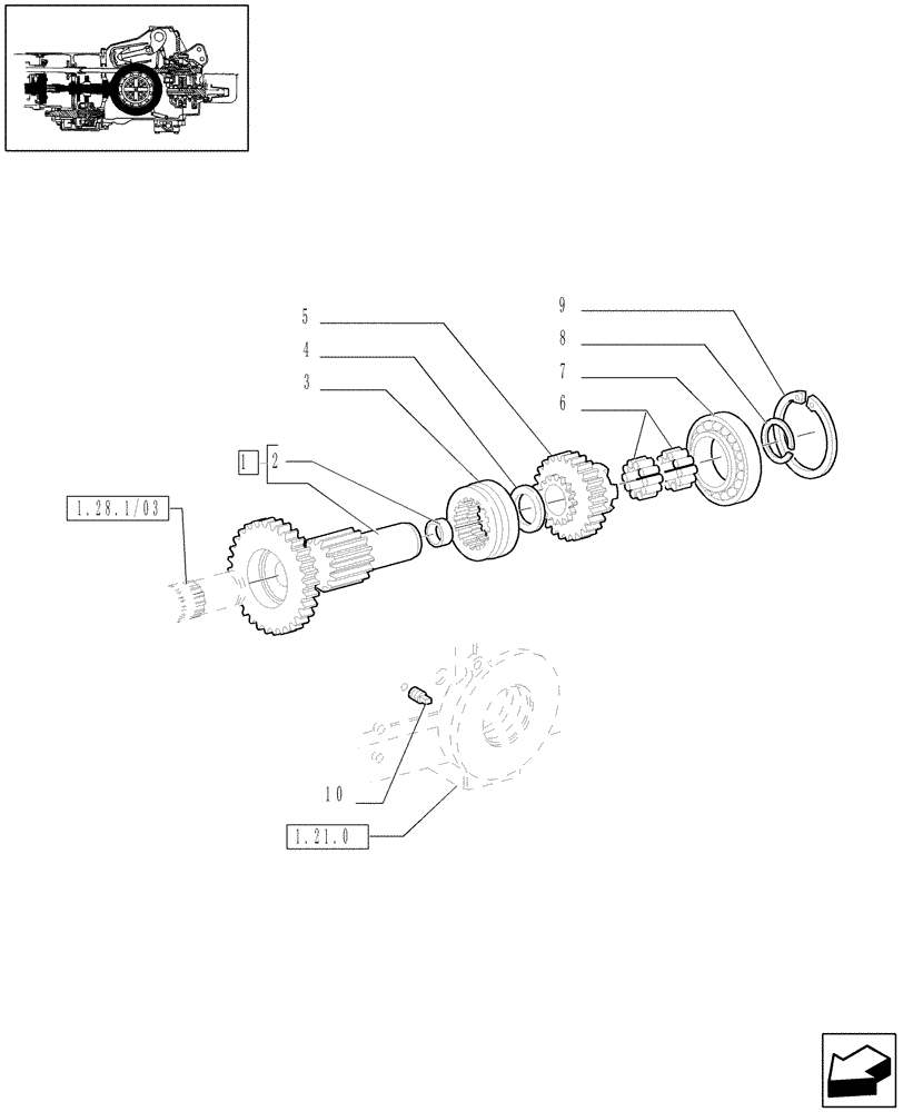 Схема запчастей Case IH JX95 - (1.32.1/05[02]) - (VAR.319) 12X12 (40KM/H) TRANS. W/INSIDE AXLE FRONT BRAKE AND LIMITED SLIP - DRIVE SHAFT AND GEARS (03) - TRANSMISSION