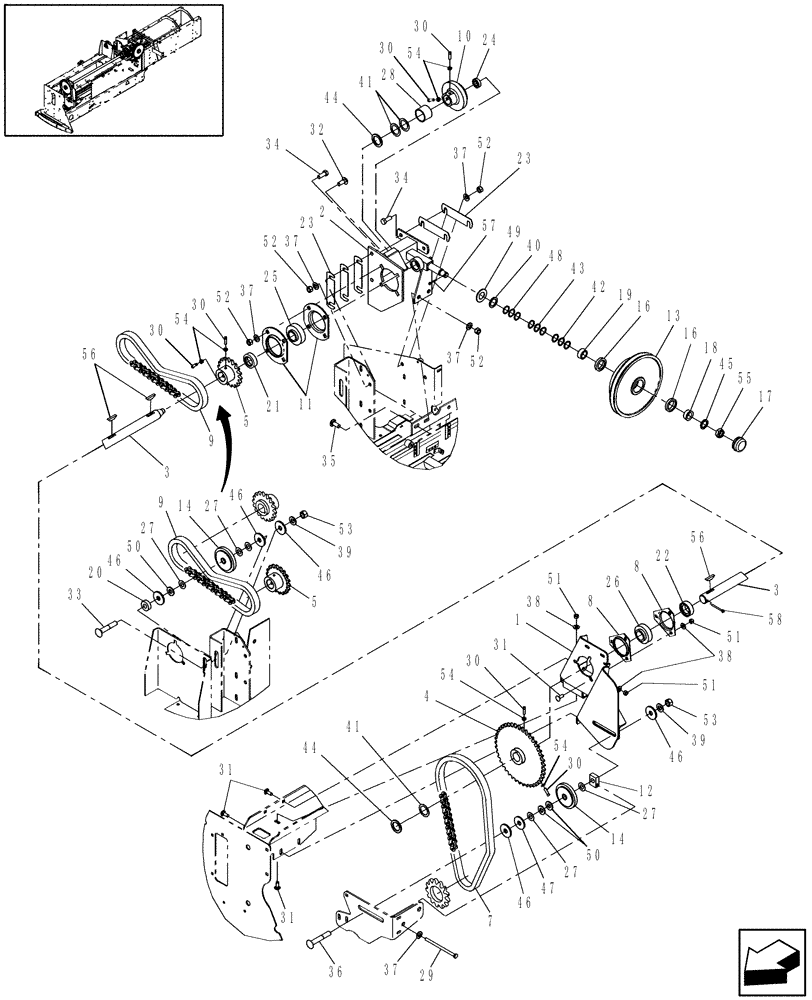 Схема запчастей Case IH SB521 - (60.220.06) - FEEDER DRIVESHAFT (60) - PRODUCT FEEDING