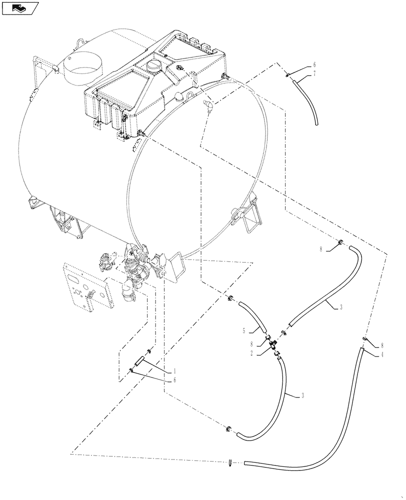 Схема запчастей Case IH 4430 - (40.912.02[01]) - RINSE TANK FILL AND PRODUCT TANK RINSE PLUMBING, BSN YCT033001 (40 ) - PLUMBING