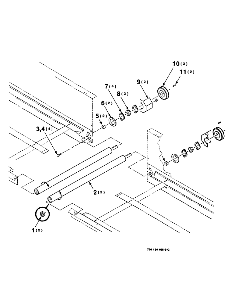 Схема запчастей Case IH 8830 - (6-02) - DRAPER FRAME ROLLER ASSEMBLY, CENTER (58) - ATTACHMENTS/HEADERS