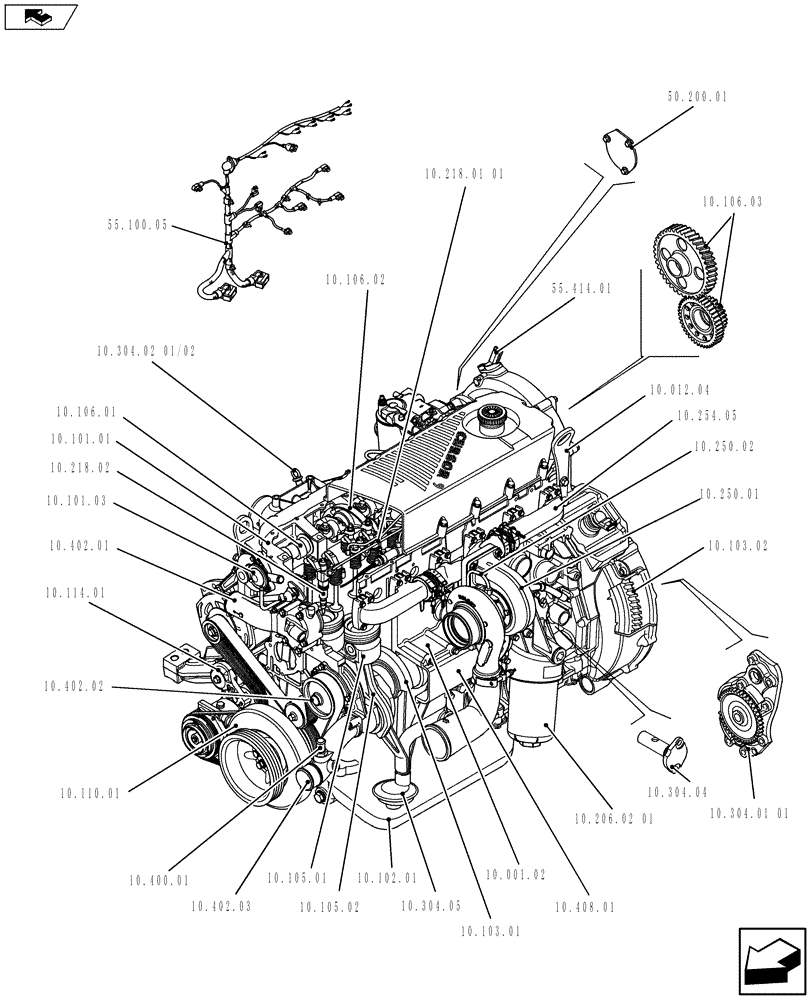 Схема запчастей Case IH F2CFE614D A004 - (10.000.01[01]) - PICTORIAL INDEX - ENGINE (5801481886) (10) - ENGINE