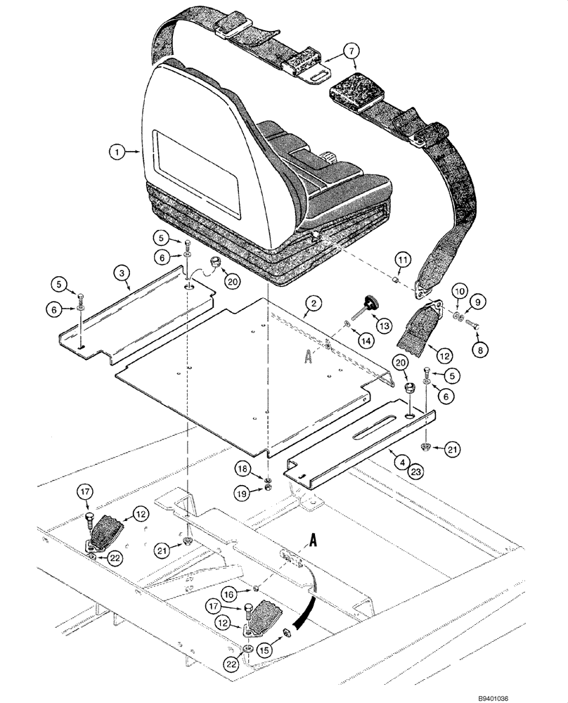 Схема запчастей Case IH 1845C - (09-26) - SEAT, MOUNTING - SUSPENSION (NORTH AMERICA), JAF0040228 - JAF0238055 (09) - CHASSIS/ATTACHMENTS
