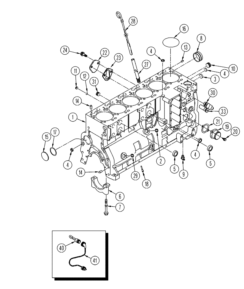 Схема запчастей Case IH FLX3300B - (02-039) - ENGINE - CYLINDER BLOCK (01) - ENGINE