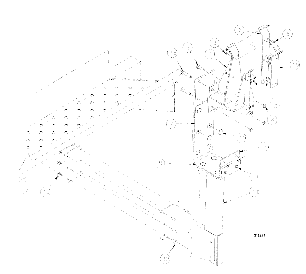 Схема запчастей Case IH SPX3200 - (08-010) - LH CRADLE GROUP (78) - SPRAYING