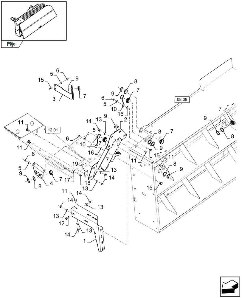 Схема запчастей Case IH LB333R - (08.28[01]) - TWINE BOXES LH SUPPORT (08) - SHEET METAL/DECALS