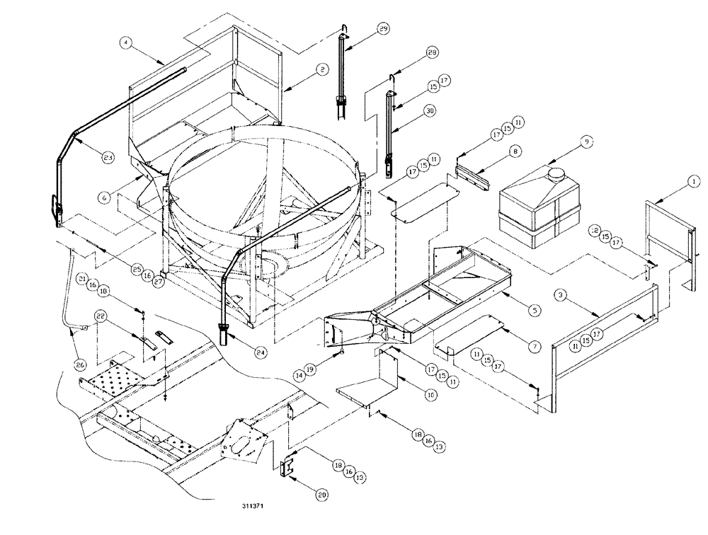 Схема запчастей Case IH SPX3185 - (194) - LIQUID PLUMBING, 750 GALLON SPHERICAL-RINSE TANK AND DECK (78) - SPRAYING