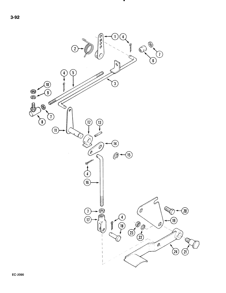 Схема запчастей Case IH 885 - (3-092) - FOOT PEDAL ACCELERATOR, WITHOUT CAB (03) - FUEL SYSTEM