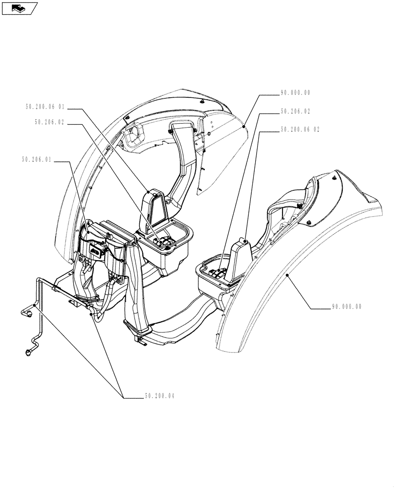 Схема запчастей Case IH FARMALL 75C - (50.000.00) - PICTORIAL INDEX - CAB CLIMATE CONTROL (50) - CAB CLIMATE CONTROL