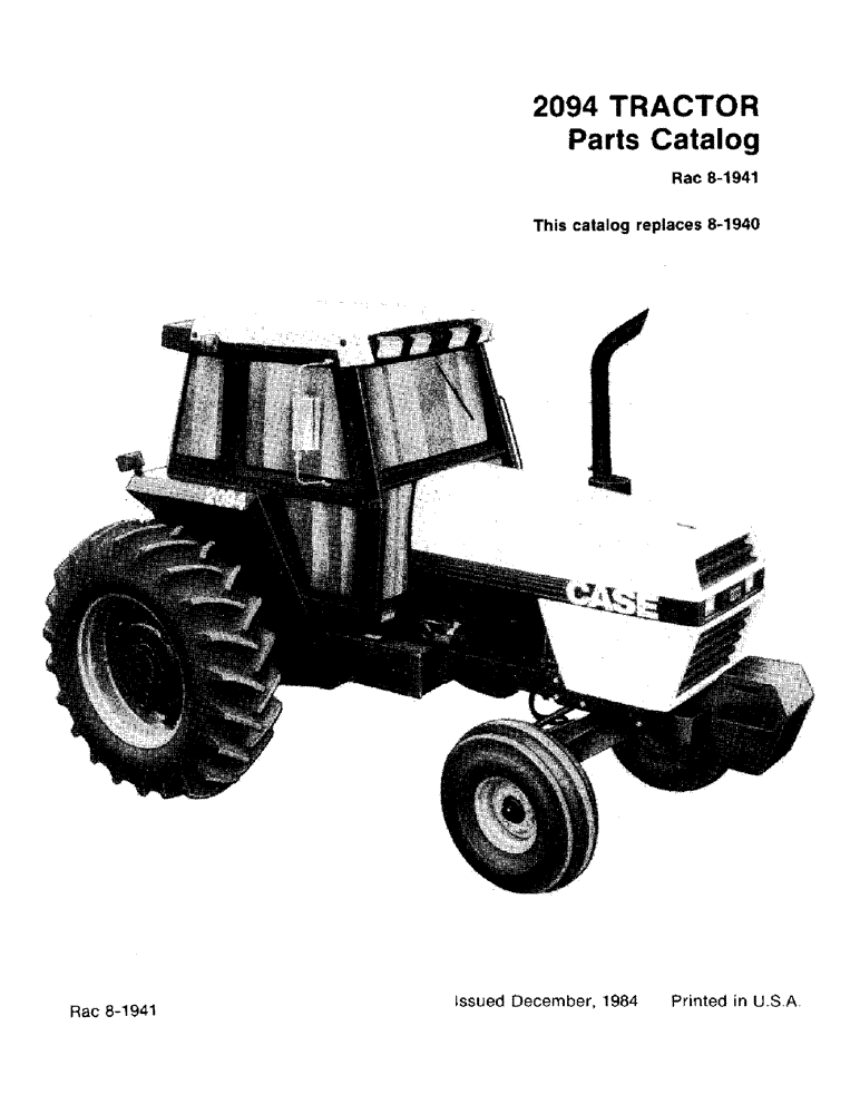 Схема запчастей Case IH 2094 - (1-01) - 2094 TRACTOR PARTS CATALOG (00) - PICTORIAL INDEX