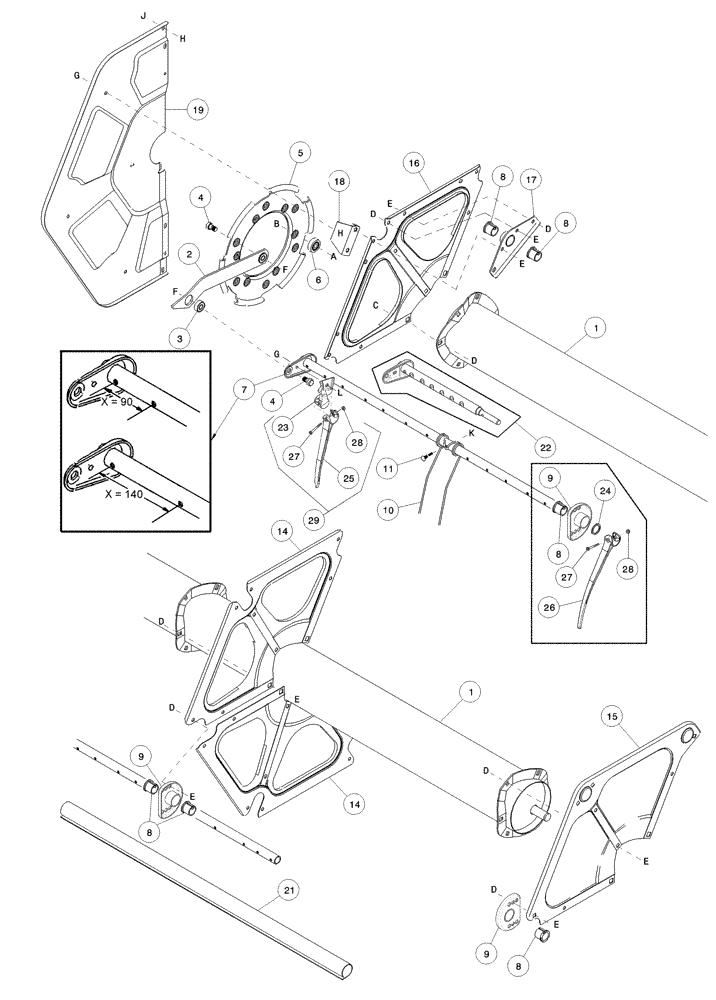 Схема запчастей Case IH 2052 - (09-22) - PICKUP REEL, 21.0 AND 25.0 FOOT HEADERS (03) - CHASSIS/MOUNTED EQUIPMENT