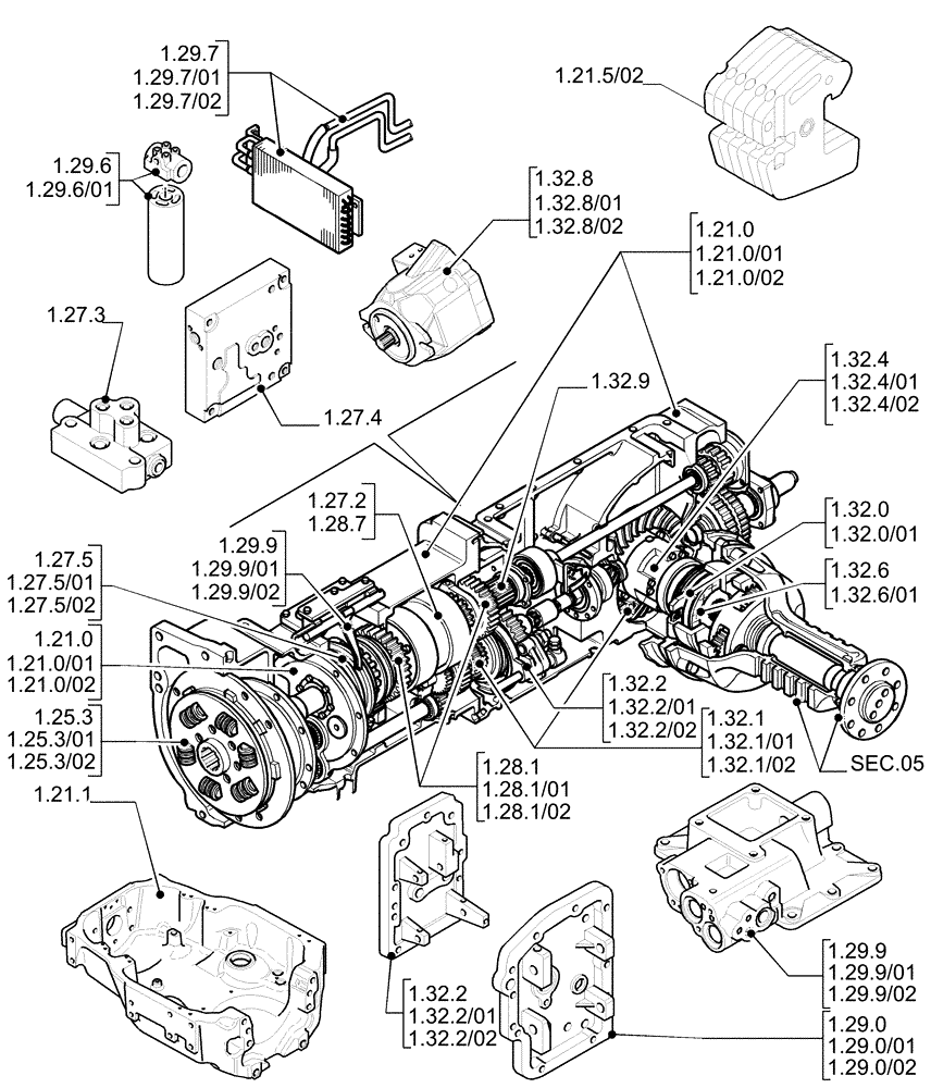 Схема запчастей Case IH MAXXUM 100 - (1.20.0) - SEC. 03 - TRANSMISSION (03) - TRANSMISSION