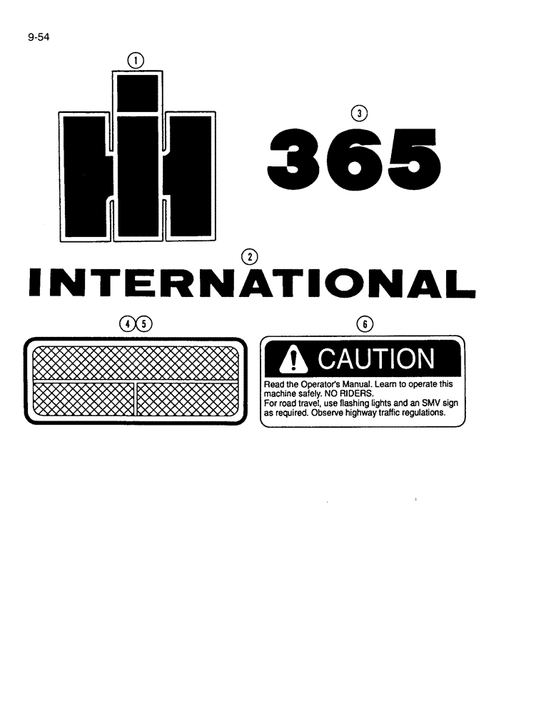 Схема запчастей Case IH 365 - (9-54) - PRODUCT GRAPHICS, INTERNATIONAL (09) - CHASSIS/ATTACHMENTS