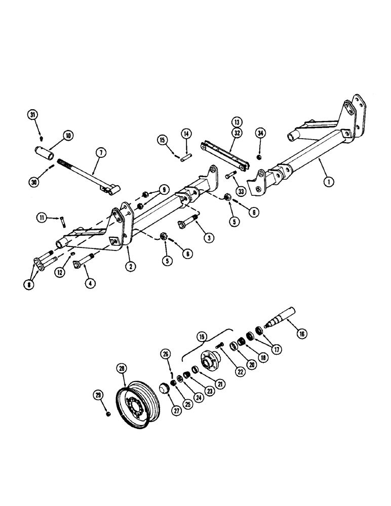 Схема запчастей Case IH D39 - (08) - MAIN ROCKSHAFTS & WHEELS 