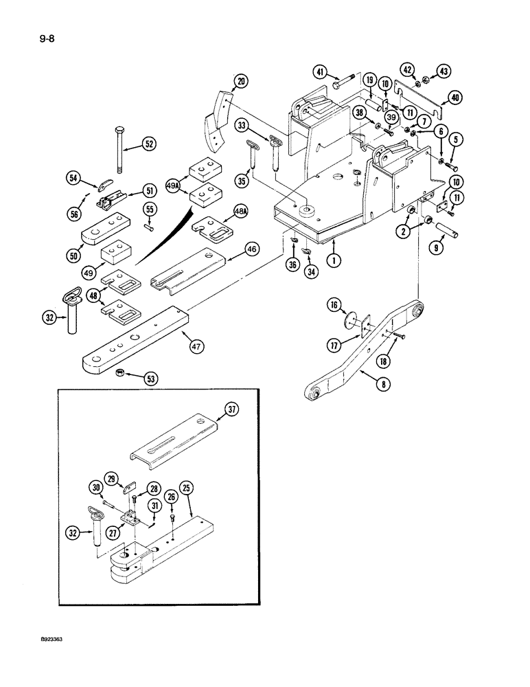 Схема запчастей Case IH 9250 - (9-008) - HITCH, LOWER LINK, MOUNTS AND DRAWBAR (09) - CHASSIS/ATTACHMENTS