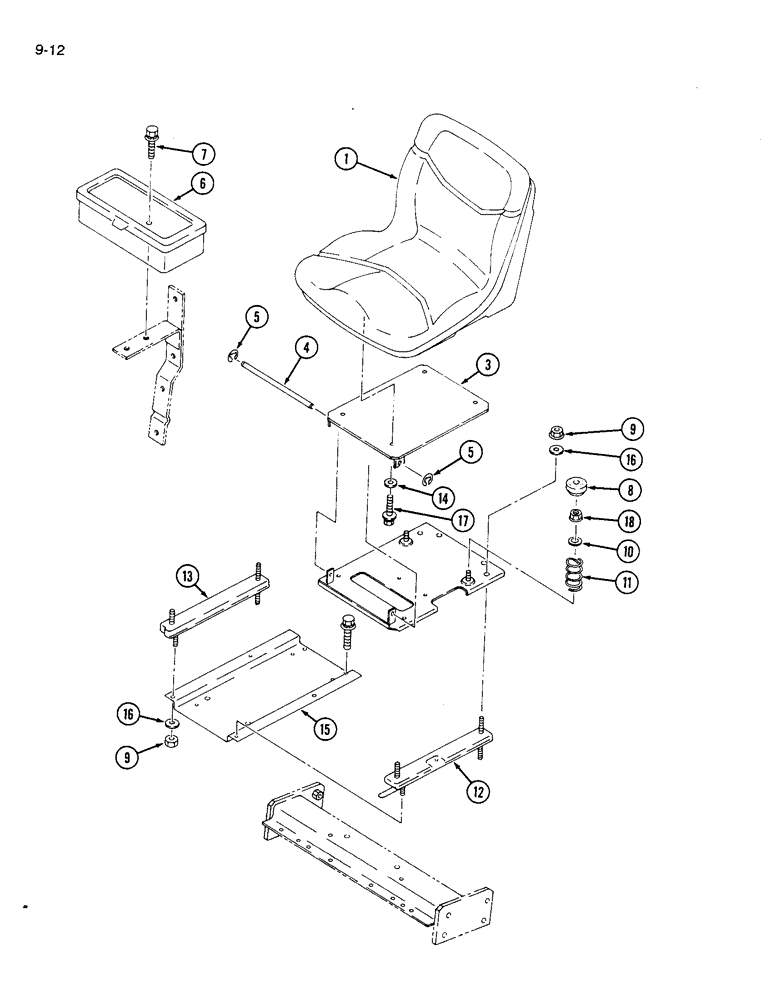 Схема запчастей Case IH 1120 - (9-12) - OPERATOR SEAT, MOUNTING, TOOLBOX (09) - CHASSIS/ATTACHMENTS