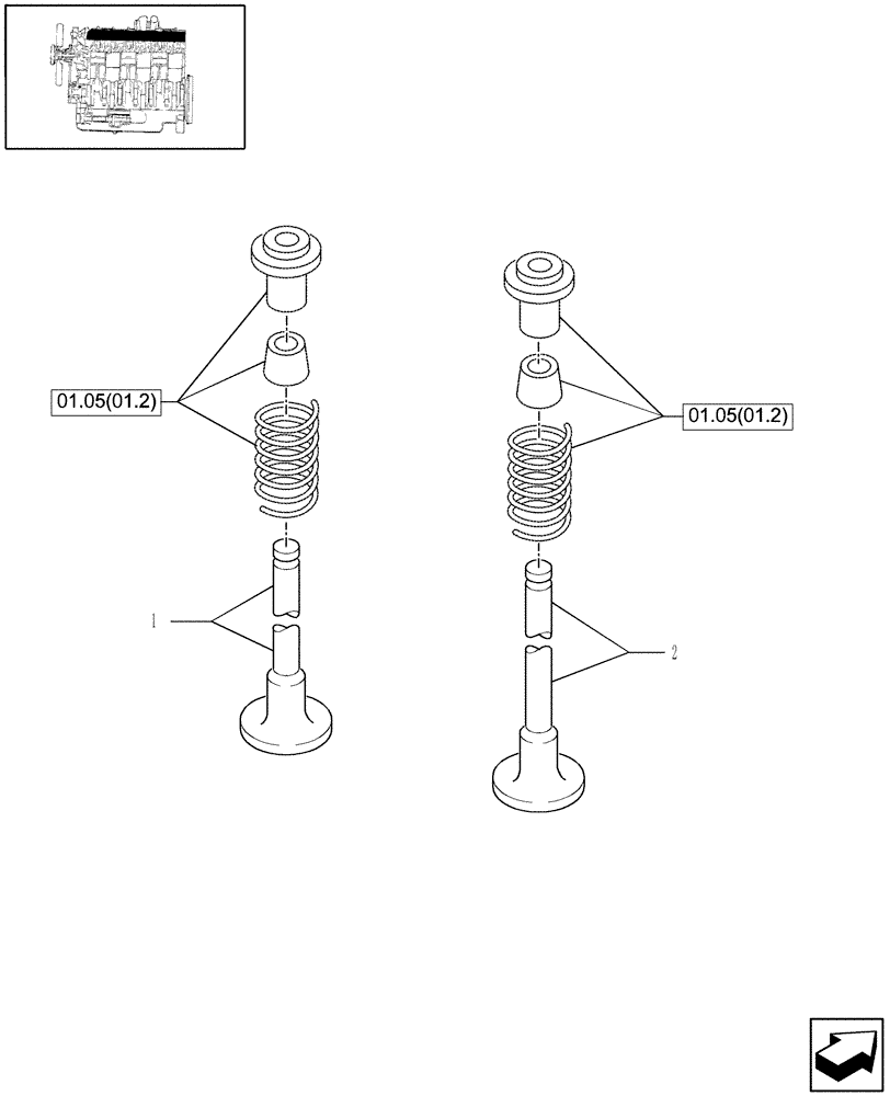 Схема запчастей Case IH WDX2302 - (01.05[01.3]) - VALVE DRIVE (01) - ENGINE