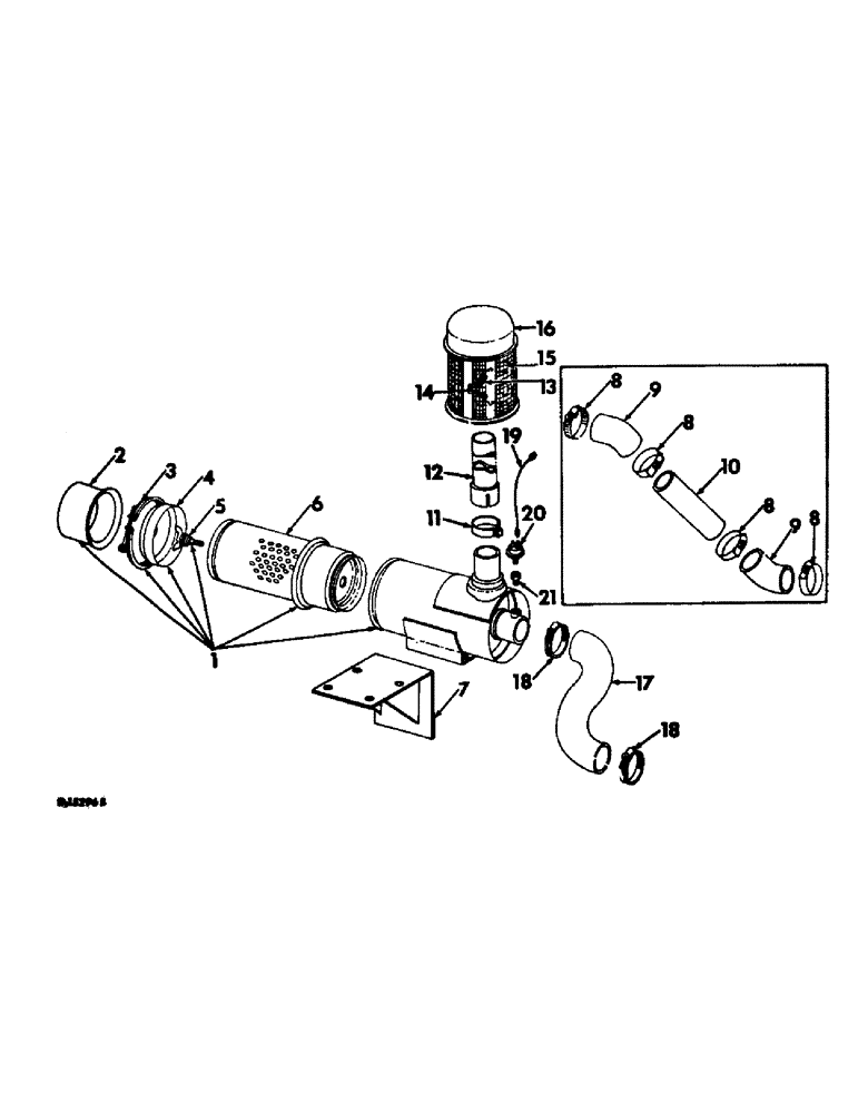 Схема запчастей Case IH 503 - (352) - AIR CLEANER AND CONNECTIONS DRY TYPE, COMBINE SERIAL NO. 2341 AND ABOVE (10) - ENGINE