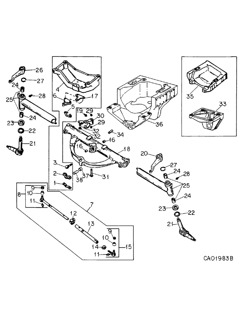 Схема запчастей Case IH 886 - (14-01) - SUSPENSION, ADJUSTABLE WIDE TREAD FRONT AXLE, STANDARD AXLE Suspension