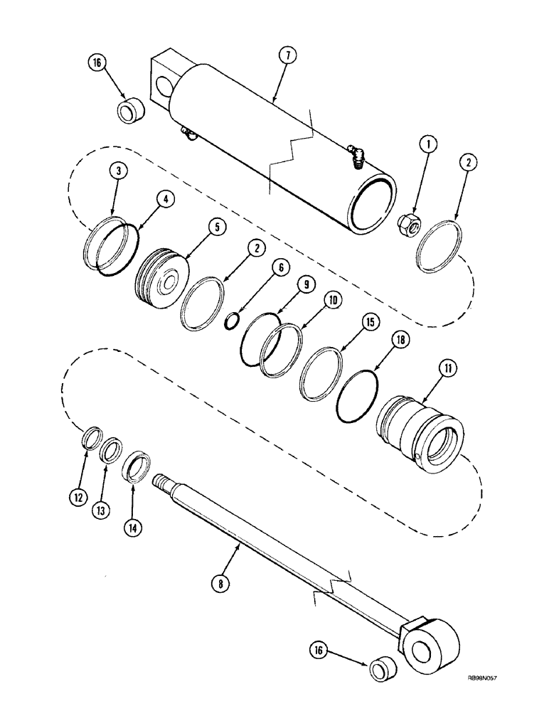 Схема запчастей Case IH L600 - (8-50) - CYLINDER ASSY - LIFT (L600), 76 MM (3 IN) ID X 698.5 MM (27.5 IN) STRK (08) - HYDRAULICS