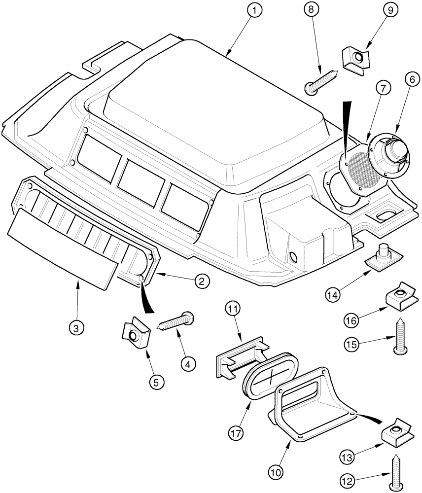 Схема запчастей Case IH MX90C - (09-29) - CAB HEADLINER TRIM, WITHOUT HATCH (09) - CHASSIS