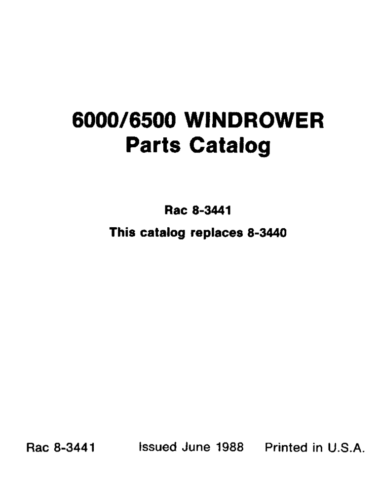 Схема запчастей Case IH 6000 - (1-1) - 6000/6500 WINDROWER PARTS CATALOG (00) - PICTORIAL INDEX
