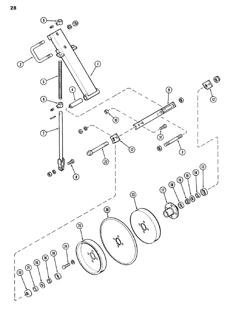 Схема запчастей Case IH 100-SERIES - (28) - STABILIZER DISK WITH DEPTH BANDS, PRIOR TO SN1605900 