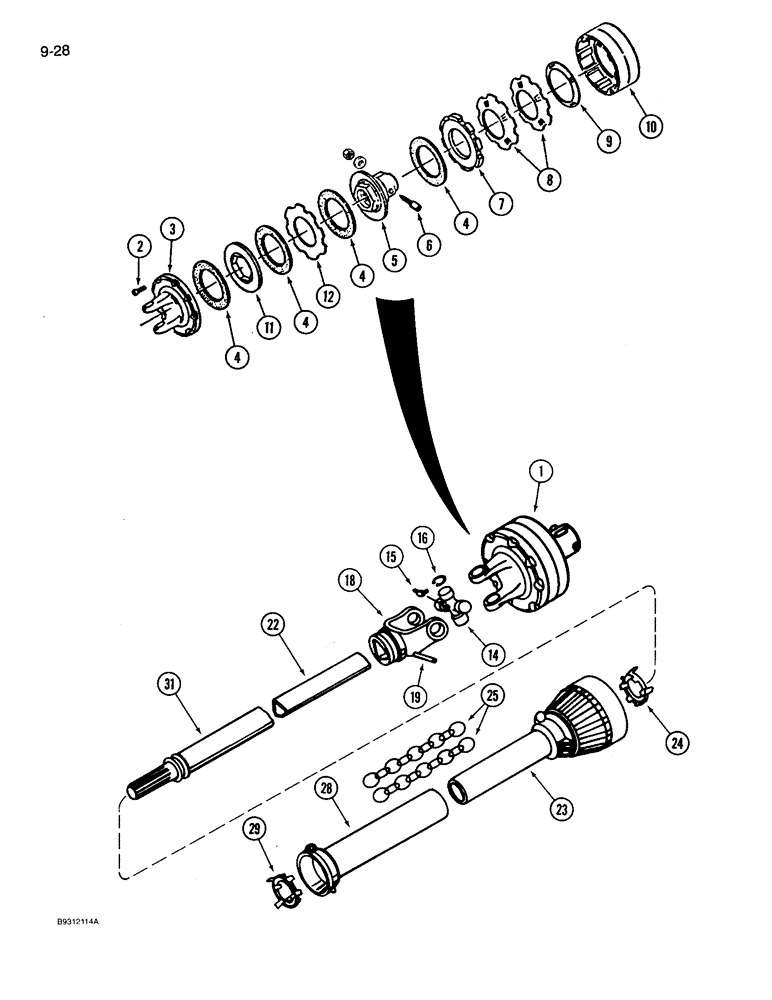 Схема запчастей Case IH 3309 - (9-28) - REAR DRIVE SHAFT, P.I.N. CCB0002786 AND AFTER (03) - CHASSIS/MOUNTED EQUIPMENT