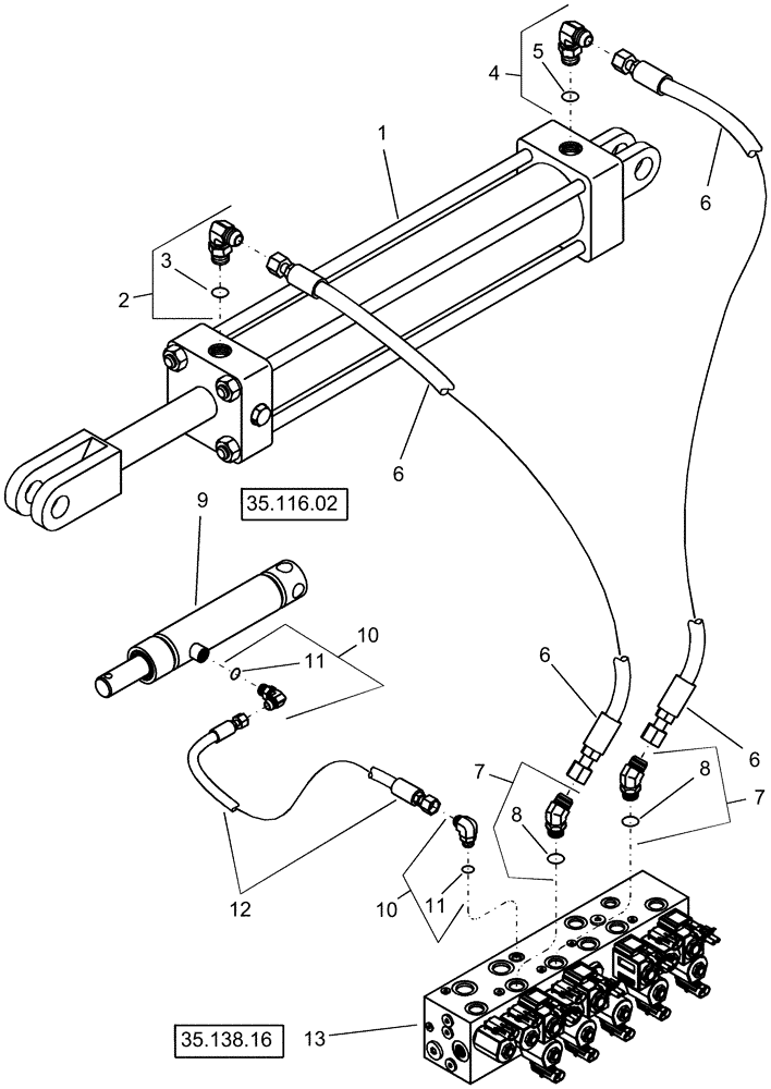 Схема запчастей Case IH 1240 - (35.116.11) - HYDRAULIC SYSTEM - LATCH AND PIVOT CYLINDER (35) - HYDRAULIC SYSTEMS